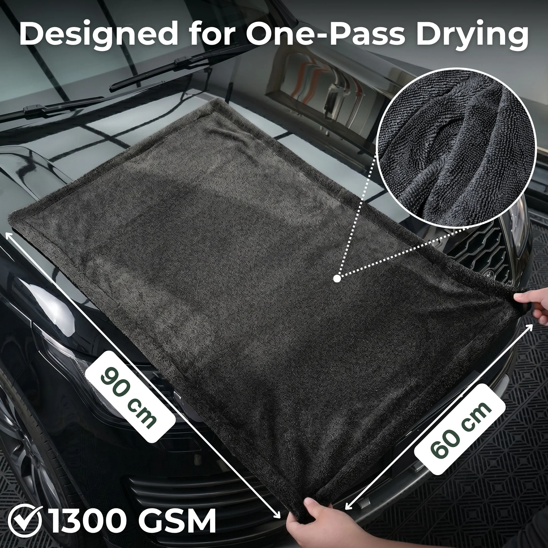 Koala Mammoth Towel – 1300 GSM Car Cleaning & Drying Cloth (90×60 cm) - Image 3